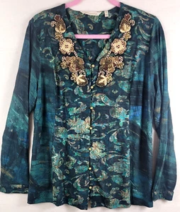 Soft Surroundings Del Bosque Starry Night Tunic Top Woman's Size PL Beaded  - Picture 1 of 8
