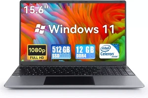 SGIN 15.6 Zoll Laptop 12GB RAM 512GB SSD Computer Quad-Core bis zu 2,9GHz - Bild 1 von 8