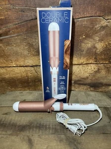 Conair Doppel Keramik Lockenstab, 1 Zoll Lockenstab, Weiß/Roségold - Bild 1 von 9
