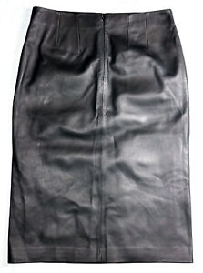 Barneys New York NWT Lamb Leather Midi Pencil Skirt Size 44 Black