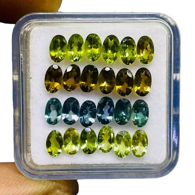 VVS 24 Pcs Natural Multi Tourmaline 5x3mm Oval Cut Loose Untreated Gemstones Lot - Image 1 of 4