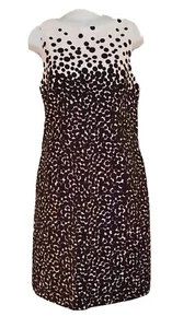 Leslie Fay Womens Dress Sheath Size 4 Lined Stretch Cotton Polka dot Vintage 90s - Picture 1 of 10