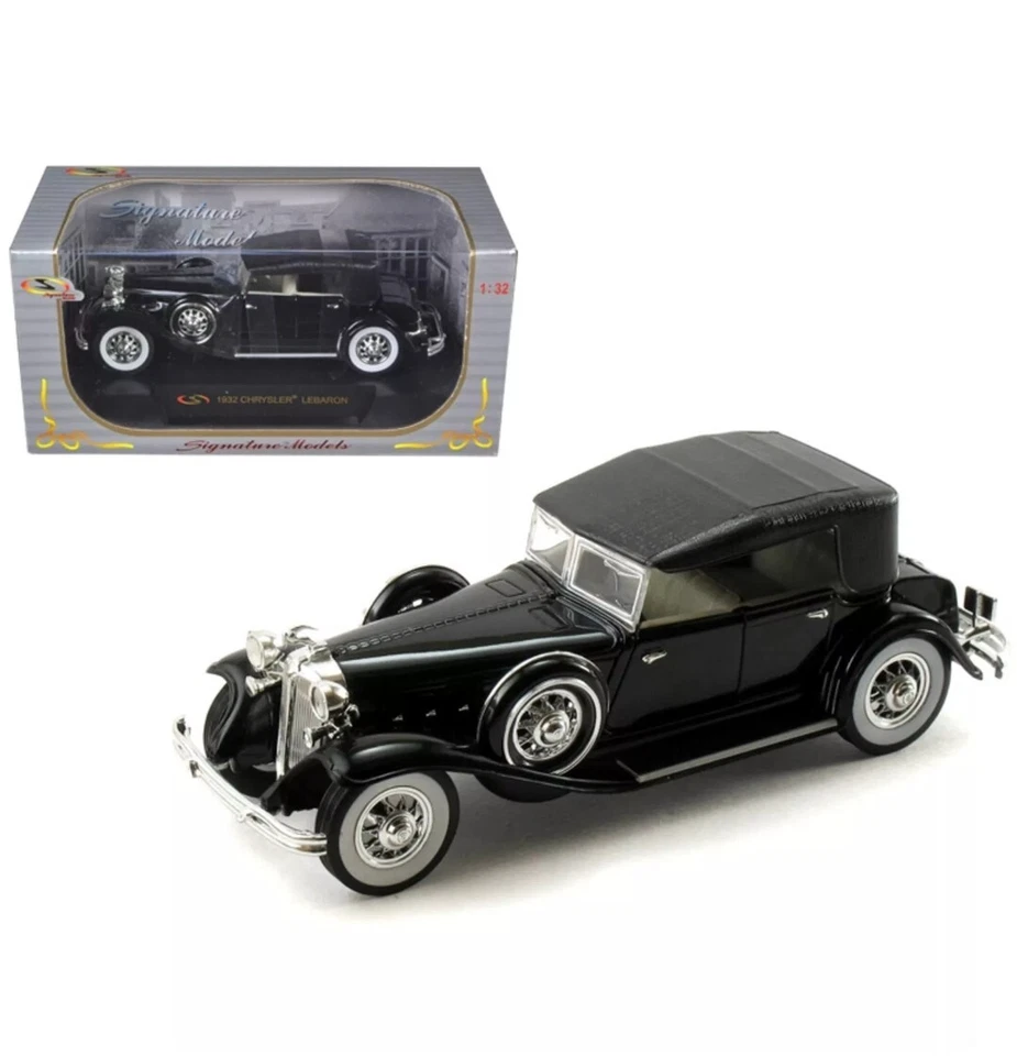 Signature Models 1/32 Diecast Model Car 1932 Chrysler Lebaron Rubber Tires Black - Image 1 of 1