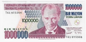 2002 Turkey Türkiye P 213a 1000000 1 Million Turkish Lira Banknote UNC - Picture 1 of 2