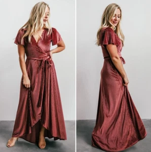 Neu mit Etikett Baltic Born Andi geripptes Samt Wickel Maxikleid XXL dunkelrose Hochzeit Boho - Bild 1 von 9