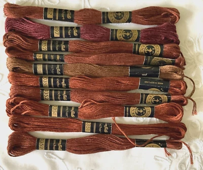 Susan Bates Anchor Embroidery Cotton Floss Lot of 10 Skeins Brown Colors New - Image 1 of 4