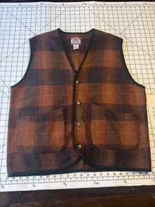 1990s NWT Wool Shadow Plaid Button Up Vest Jacket Grunge / Men’s Medium * - Picture 1 of 9