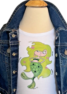 Camiseta Sirena Niño Pequeño Nueva Talla 18 Meses con Obras de Arte Estampadas y Estrás Foto 1 de 4