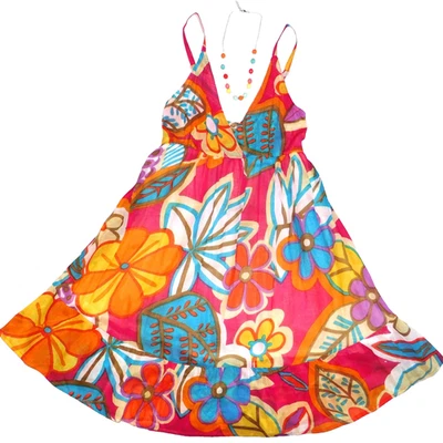 NUEVO CON ETIQUETAS NIÑAS talla 10 SUEÑO TROPICAL EXÓTICO HAWAIANO VESTIDO DE VACACIONES Y COLLAR Foto 1 de 4