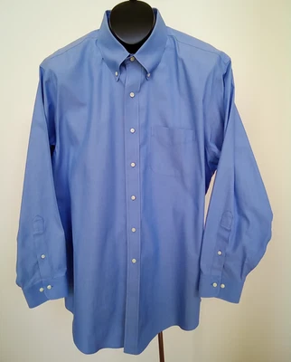 Brooks Brothers Regent Men's Blue Dress Shirt All Cotton Non-Iron Size 18 - 4/5 - Image 1 of 4