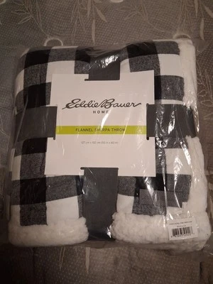 Eddie Bauer Cabin Plaid Cotton Black Throw Blanket-50X60 - Image 1 of 4