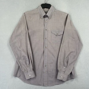 Vintage Givenchy Shirt Men Large Gray Button Up Long Sleeve Business Flap Pocket - Picture 1 of 12