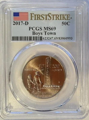 2017-D Boys Town Commemorative Half Dollar .50C PCGS MS 69 - Image 1 of 4
