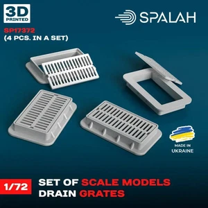 Models Drain grates (4 pcs) Scale Model Kit for Diorama 1:72 Spalah SP17372 - Picture 1 of 1