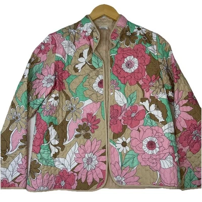 Chaqueta acolchada abierta vintage años 90 Alfred Dunner Petite para mujer P6 forrada floral Foto 1 de 4