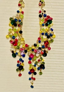 ATEMBERAUBENDE NATASHA RIVILO SCHÖNE STRASS FARBEN GOLD LATZ HALSKETTE 9,5" - Bild 1 von 14