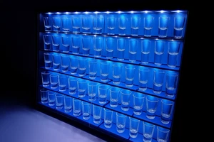 Vitrina de luces LED de vidrio de tiro gabinete de pared estantes de vidrio de tiro estante AZUL - Imagen 1 de 8