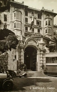 Rapallo Postcard RPPC Italy Early 1900s Rare New Casino Hotel Antique Cars - Picture 1 of 8