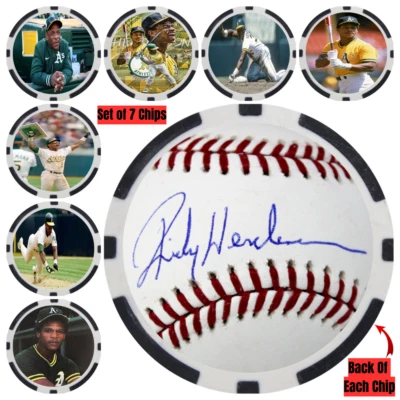 Rickey Henderson SIGNED Baseball Legends Poker Chip Set (7) - Image 1 of 2