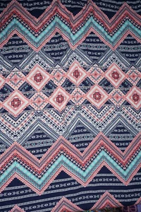Zig Zag   Ethnic Rayon Challis Fabric Apparel   By the Yard   BFab - Picture 1 of 3