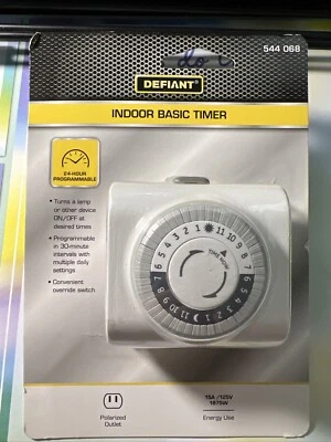 Defiant Indoor Basic Timer 24-Hour Programmable 1875W Plug-In White - Image 1 of 2