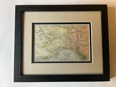 1899 ALASKA State Map & Klondike Gold Mines, Framed w/Double Mat SEE DESCRIPTION - Image 1 of 4
