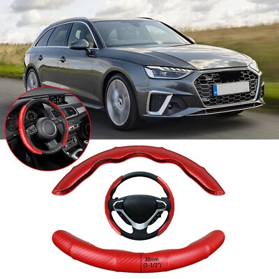 For AUDI A4 A5 A6 A7 15'' Carbon Fiber Car Steering Wheel Cover Leather Non-Slip - Image 1 of 4