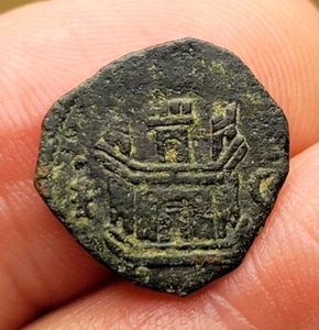 Old Spanish Coin 1556 - 1598 PIRATE TREASURE King Philip II BLANCA COB - Picture 1 of 2