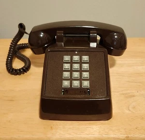 Vintage Telephone Model Premier 2500 Touch Tone Push Button Brown Desk Phone - Afbeelding 1 van 6