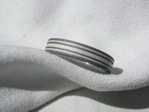 Sterling Silver and Titanium Striped Ring, 5mm Width, Sandblasted, Made in USA - Picture 1 of 8