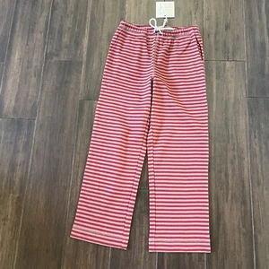 Olive Juice Girls Spirit Red Taupe Stripe Cotton Drawstring Pants Size M - Picture 1 of 3