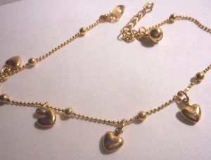 4 gold tone ankle bracetes to choose from; Hearts, balls,disks, butterflies. - Bild 1 von 12