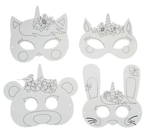 Mascarilla Infantil De Cartón Duro Pre-dibujada Unicornio 4 Piezas - Imagen 1 de 2