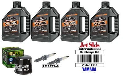 Kit de afinación de cambio de aceite Yamaha V Star 1300 20W50 4 cuartos bujías filtro de aceite Foto 1 de 2