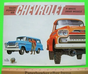 Chevrolet Truck 1959 modelos 4x4 carpeta a color folleto panel pick-up estaca XLNT++ - Imagen 1 de 7