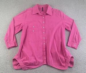 IC By CONNIE K Size Medium Stretch Hot Pink Wearable Art Blouse Shirt Top EXC - Picture 1 of 18