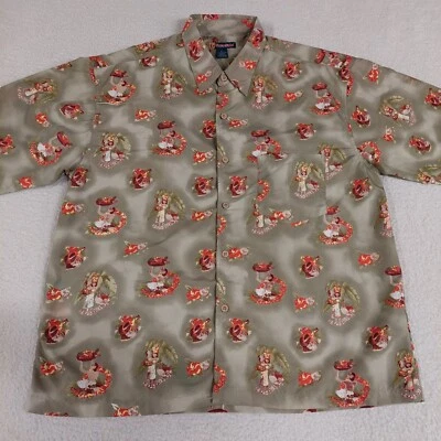 Camisa hawaiana Burnside para hombre XL estampado completo poliéster abotonada manga corta Foto 1 de 4