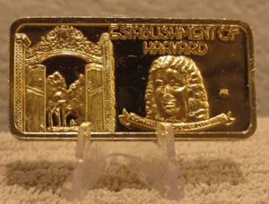 1975 Gründung der Harvard Hamilton Münze 1 Feinunze .999 Silberbarren Vintage - Bild 1 von 2