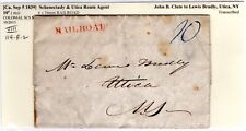 1839 Schenectady & Utica RAILROAD Stampless Letter 114-B-2 Rarity 8