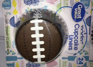 3 Football Cupcake Liners 24 Ct  Each Pkg Standard Size Baking Cups Great Value