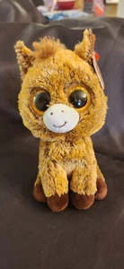 Ty Silk Harriet Brown Horse Orange Glitter Eyes Beanie Boo Plush 6” Stuffed Toy - Picture 1 of 7