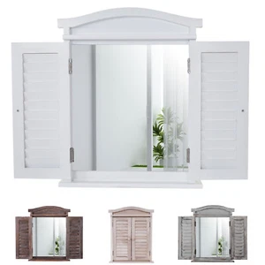 Lustro ścienne Lustrzane okno z okiennicami 53x42x5cm, shabby look/biały lakierowany - Zdjęcie 1 z 18