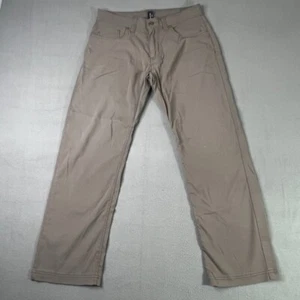 prAna Pants Mens 32 x 30 Khaki Brown Slim Fit Stretch Flat Front Hiking Beige - Picture 1 of 18
