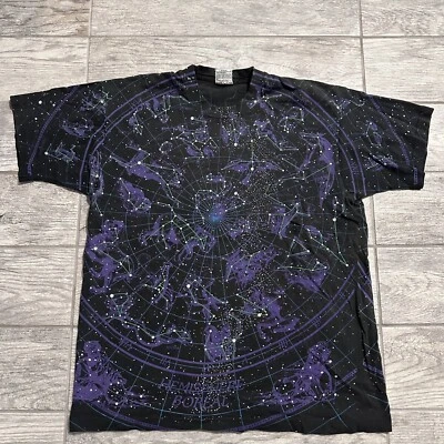 Camiseta De Colección 1993 Hemisferio Azul Líquido XL 90s Constelación Astrología Todas Partes Foto 1 de 4