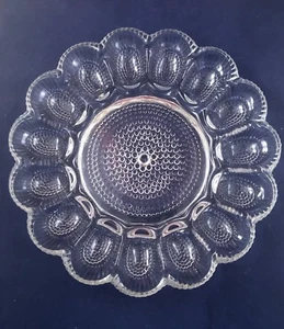 VTG Indiana Crystal Clear Hobnail Pressed Glass Deviled Egg Serving Dish Plate - Picture 1 of 8