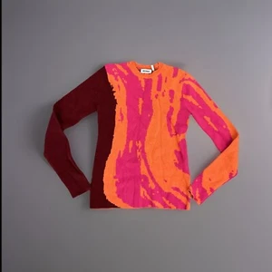Weekday Maya Jacquard Knit Top Abstract Print Long Sleeve Sweater Size M - Picture 1 of 7