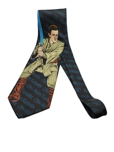 Star Wars Obi Wan Kenobi Necktie 57" x 4" Lucasfilm - Light Saber Black &Blue - Picture 1 of 11