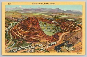 Postal de lino Bisbee Arizona 1940 Sacramento Open Mining Pit - Imagen 1 de 2