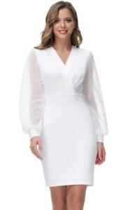 NEW NWT White Medium 8 / 10 Church Office Stretchy Bodycon Dress GRACE KARIN