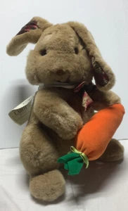 Vintage 13" 1994 Easter Bunny Rabbit Plush Stuffed Animal with Carrot Brown - Picture 1 of 8